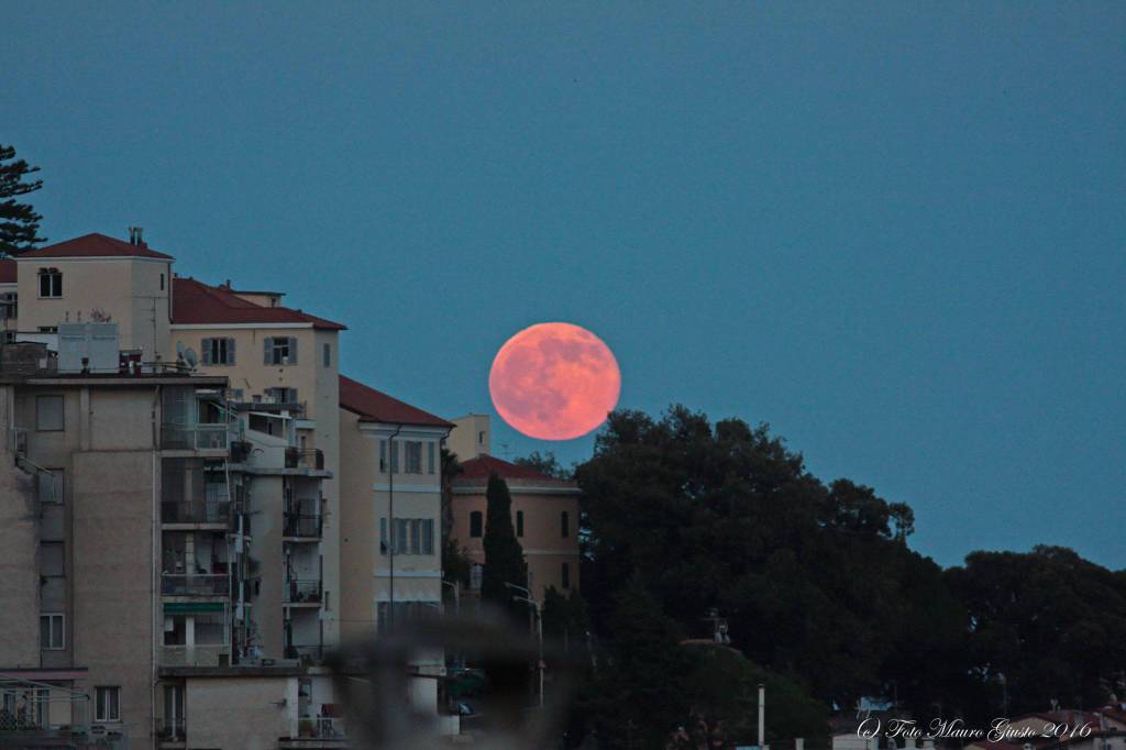 Una spettacolare luna rossa ieri sera ha illuminato il cielo di tutta