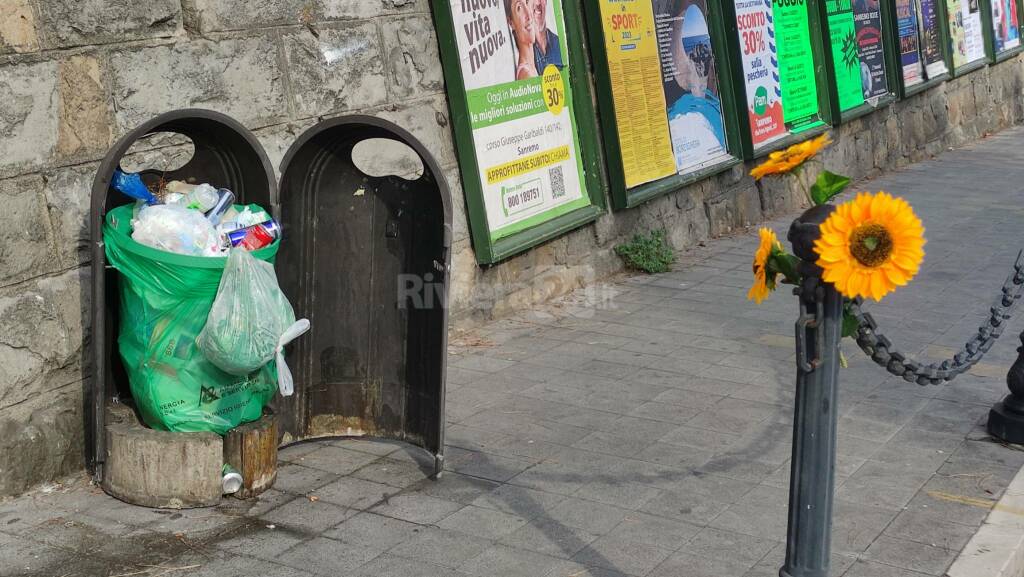 Fiore e pattumiera netturbino morto