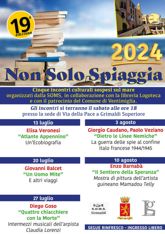 Sabato 13 luglio si apre a Grimaldi la 19a rassegna culturale “Non Solo Spiaggia”,