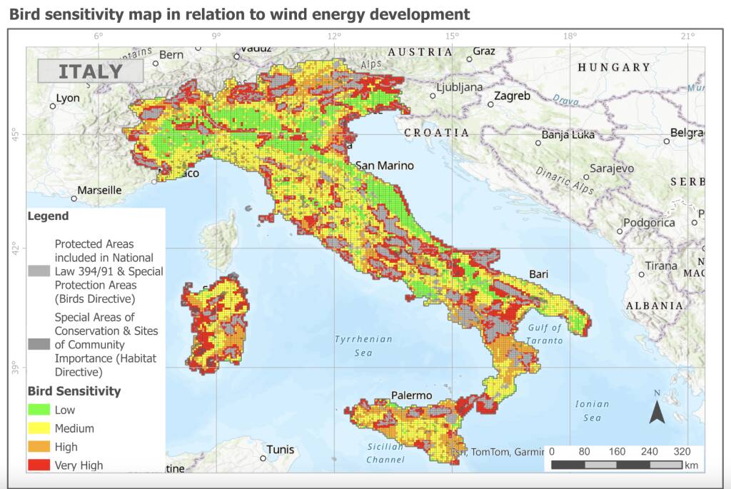 mappa sensibilità uccelli lipu