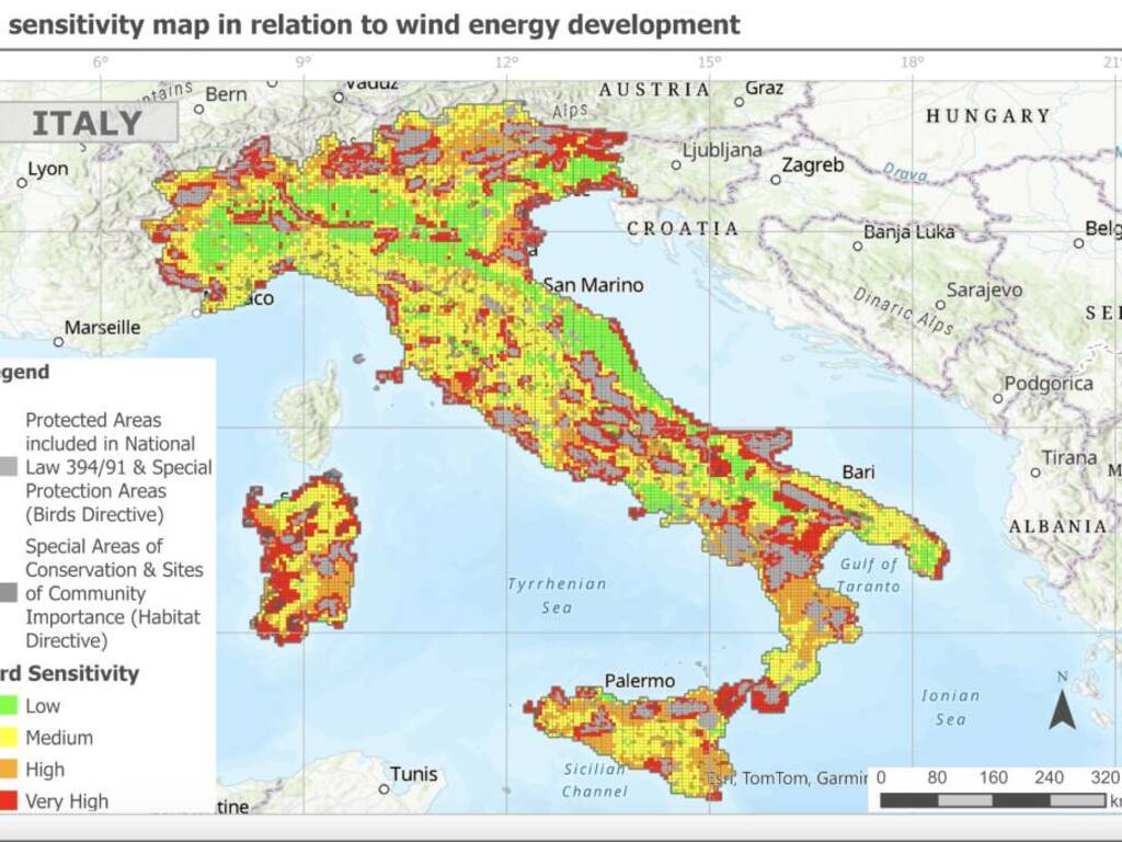 mappa sensibilità uccelli lipu