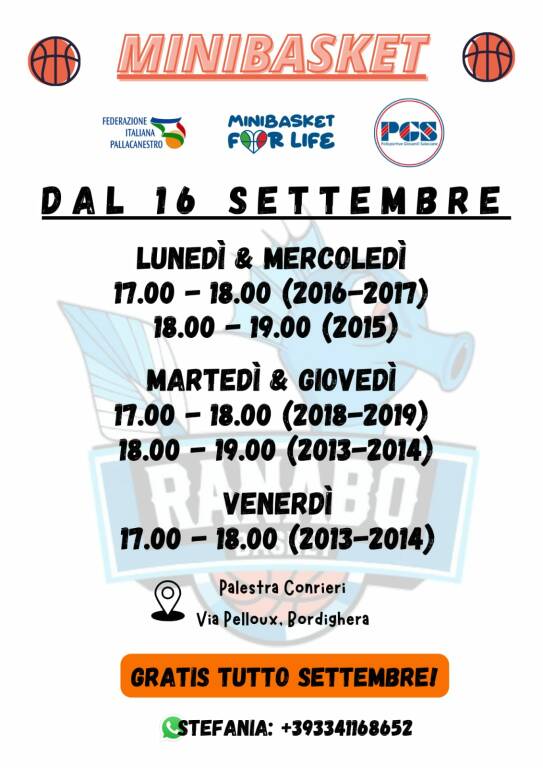 Minibasket a Bordighera: Corsi Gratuiti per Tutto Settembre con LA Rari Nantes Bordighera!